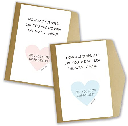 Set mit 2 Paten Antrag Rubbelkarte, 1 Rubbelkarte, Will You Be My Godmother, 1 Will You Be My Godfather