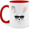 Tasse Tassen 325ml - Cooler Hase mit Brille I - 325 ml - Rot - ostern hasenmotiv osterhasen hasi kaffeetasse osterhase hasen kaffeebecher häschen motiv