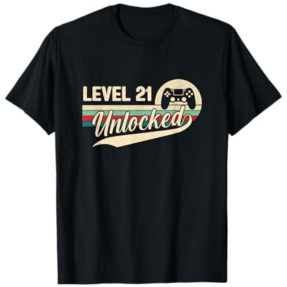 Level 21 Unlocked - Retro Vintage Funny 21st Birthday Gamer T-Shirt