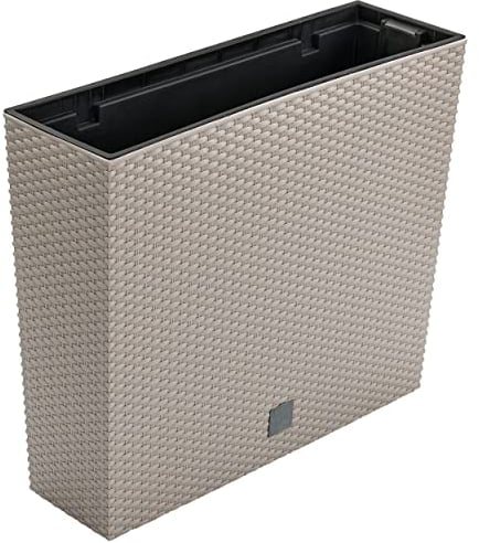 botle Jardinière de Balcon - 58 x 18 x 50 cm - Aspect rotin Moka