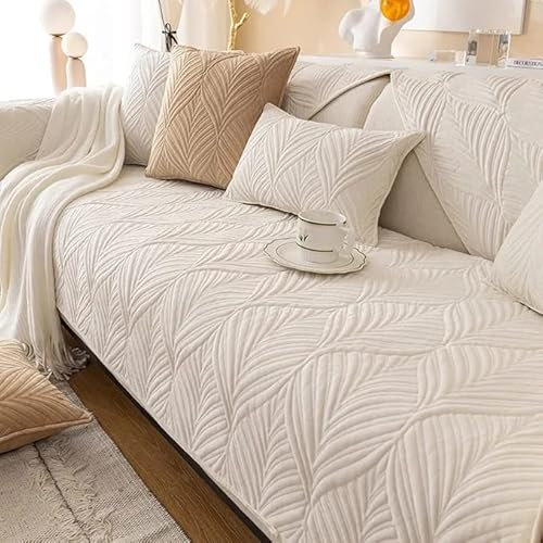 YHWW Samt Sofabezug Couchbezug Sofa Überwurfdecke L Form/U Form/Ecksofa 3/2/4 Sitzer Sofahusse rutschfest Sofa Abdeckung Hund Katze Sitzflache Sofaschoner Beige Grau/Blau