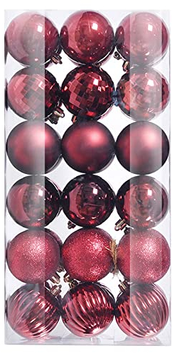 36 palline di Natale ornamenti per albero di Natale infrangibili decorazioni per albero di Natale palla da appendere per feste di nozze decorazioni decorative in vetro con nappa (RD3, taglia unica)