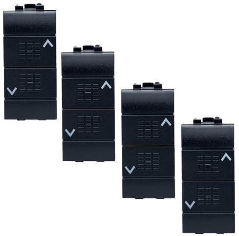 BRATEK - Interruttori 4 Pezzi compatibile con bticino per tapparella elettrica - Interruttore tapparelle - Pulsante tapparelle elettriche e tende - Pulsante per automazione persiane