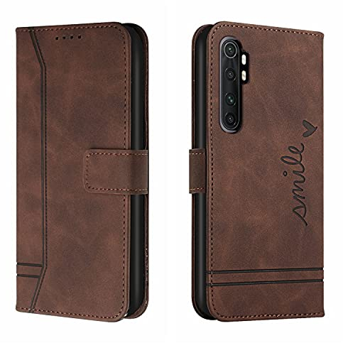 Bravoday Hülle für Xiaomi Mi Note 10 Lite 5G, PU Ledertasche Handyhülle Flip Schutzhülle Kompatibel mit Xiaomi Mi Note 10 Lite 5G, mit Kartenfäch & Kickstand, Braun