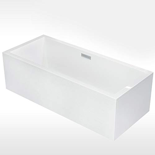 AQUADE Badewanne 180x80 Komplett-Set mit Schürze Wannenfüßen Standard Ab- Überlaufgarnitur Rechteck-Badewanne aus Sanitäracryl Modell: Neu-Ulm 180 x 80 cm