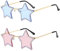 GLGHMH Strass-Sternbrillen, randlos, sternförmig, funky Bling Diamant, modische funkelnde Sonnenbrille für Sommer, Strand, Party, Festival, Damen, Herren, Teenager, Rosa + Blau, 2 Stück