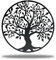 bowarepro Silhouette d'arbre de vie en métal pour décoration murale d'intérieur ou d'extérieur (noir, 28 x 28 cm)