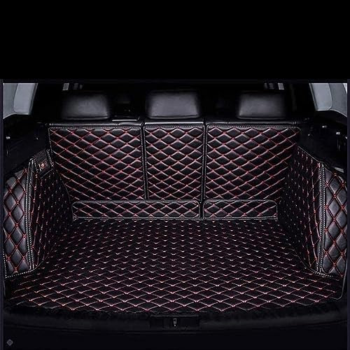 Auto Leder Kofferraummatten für VW ID.3 Cupra Born 2019 2020 2021 2022, Vollständig Abdeckende wasserdichte rutschfeste Kratzfeste Schutzmatte,C/Black-Red
