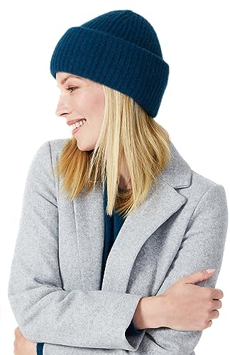 Style & Republic Kaschmir Mütze-Beanie Damen aus 100% Cashmere - Dein kuscheliger Premium Beanie für stilvolle Herbst- & Winter-Momente - Dark Slate Blue