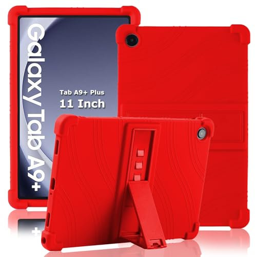 ATOOZ for Samsung Galaxy Tab A9 Plus Case 11 Inch (SM-X210/X216/X218),Soft Silicone Kids Case for Samsung A9 Plus Tablet 11 Inch 2023 with Stands (Red)