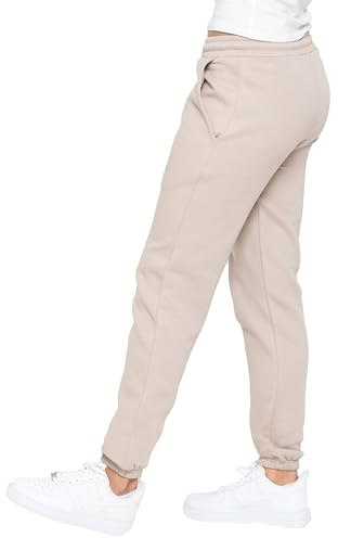 BRAND KRUZE Womens Fleece Lined Joggers Ladies Soft Warm Loungewear Sweatpants (UK, Alpha, XL, Regular, Regular, Oatmeal)