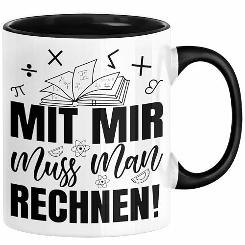 Trendation - Mathe-Lehrer Tasse Geschenkidee Mit Mir Muss Man Rechnen Mathe-Liebhaber Geschenk Geburtstag Weihnachten Mathestudent (Schwarz)