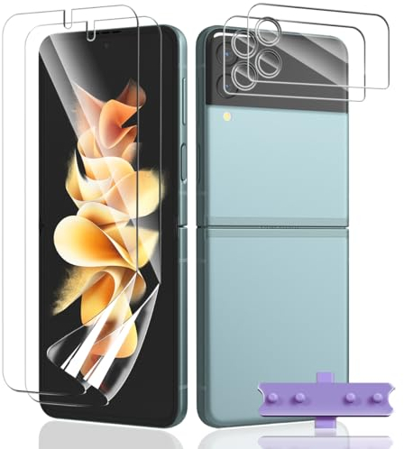 Teenrpov [2+2 Piezas TPU Protector de Pantalla para Samsung Galaxy Z Flip 3 + Galaxy Z Flip 3 Protector de Lente cámara, HD, Resistente a Arañazos, para Samsung Galaxy Z Flip 3 Protector Pantalla