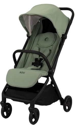 Novi Baby® Sunny Smart Buggy - Limited Edition, von Geburt bis 22 kg, Zusammenklappen mit einer Hand, Liegeposition, großes Verdeck mit Fenster, Räder gedämpft, geräumige Sitz (Grün)
