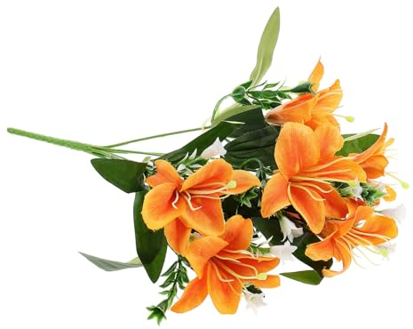 GRIRIW Künstliche Lilie Gefälschte Lilienblumen Falsche Blumen Hortensienstiele Künstliche Latex Mit Echtem Touch Plastikdekoration Künstliche Trockenblumen Pampas Die
