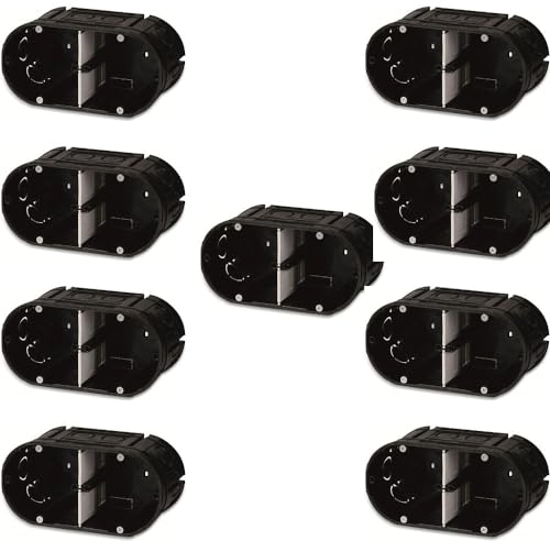 Fiduciashop Unterputz Steckdose 2-Fach - Unterputzdose 68mm Tiefe - Abzweigdose Klein für Profis - Hochwertige Installation mit Präzision für Moderne Elektroinstallationen (10 Stück) Schwarz