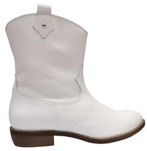 Generic MAROS Shoes Roma Stivaletto Estivo TEXANO Vitello Bianco. Scarpe Bambina Ragazza NUMERAZIONE dal 28 LA 41 (Vitello Bianco, Sistema Taglie Calzature EU, Adolescente, Donna, Numero, Media, 35)