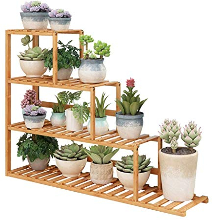 Generisch pflanzenständerBalkon-Blumenständer, Massivholz-Mehrebenen-Balkon-Bodenständer Indoor-Wohnzimmer-Blumentopfständer, spart Platz