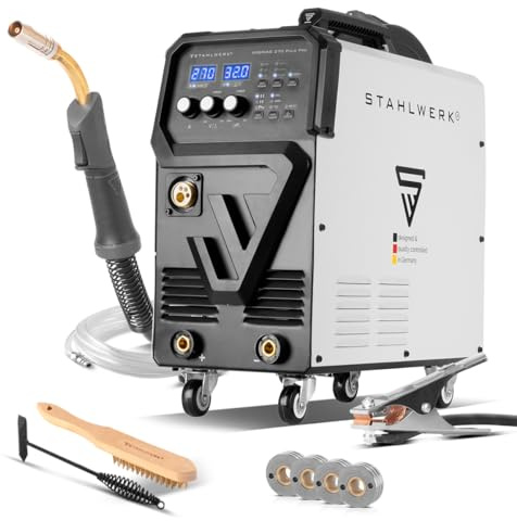STAHLWERK Saldatrice 4-in-1 combinata MIG 270 Puls Pro – Saldatrice con funzione Pulse, 270 A, adatta per alluminio, avanzamento sinergico, 4 rulli, Lift-TIG & MMA