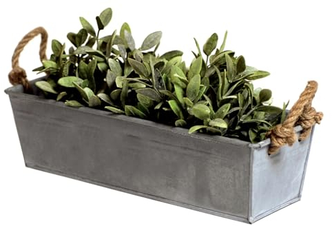 LB H&F Blumenkasten Balkonkasten 44cm Zink - Pflanzkasten Massiv Metall Zinkdeko Gartendeko Pflanzgefäß (Zink)