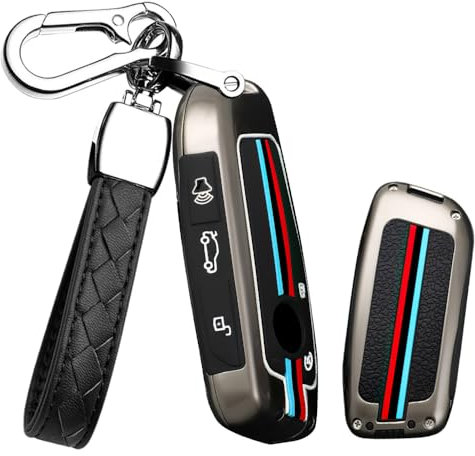 HIBEYO Keyless AutoSchlüssel Hülle Passt für BMW X1 U11 I7 G70 X7 Lci 320i F20 U06 M3 GTR X3 X5 X7 F48 2023 2024 Schutzhülle Schlüsselhülle Schlüsselanhänger Schlüsselbox Zubehör 5Tasten-A Schwarz