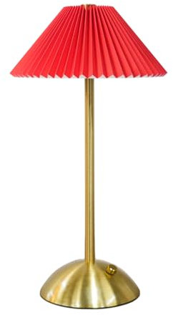 HyDlan LED Tischleuchte Kabellos Touch Dimmbar 3 Farbtemperatur Nachttischlampe, Akku Tischlampe Aufladbar, Metallmaterial, Für geeignet Restaurant, Lesen Schlafzimmer, Kaffeehaus (Rot A)