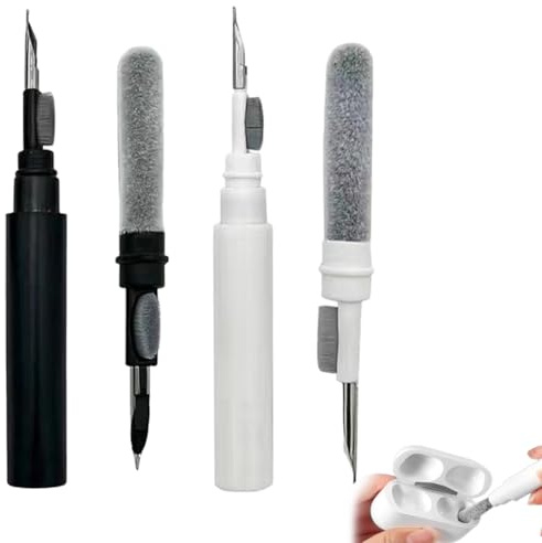 MEXRUMI 2 Stück Reinigungsset Für Kopfhörer 3 In 1 Multifunktions Reinigungsstift Weiche Bürste Reinigungsbürste Für Earbuds Für Bluetooth-Kopfhörer Hörmuschel Ladebox Für Kopfhörer (Schwarz Und Weiß)