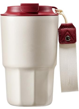 Taza de Café Termo Cafe para Llevar Desayuno Acero Inoxidable Reutilizables Vaso Termico Cafe para Coche Café Frío Caliente (Rojo, 480ml)