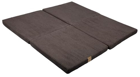MEOWBABY Krabbelmatte Baby – 120x120cm Spielmatte Baby Faltbar – Weiche Baby Play Mat & Babymatte für sicheres Spielen – Bodenmatte Kinder, Cord, Braun