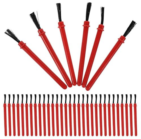 ERINGOGO 50Pcs Kids Paint Brush Set - 8.5cm Small Watercolor Brushes for Toddler Painting, Red Mini Paint Brushes for Art and Drawing, Brush Cleaner for Home Use