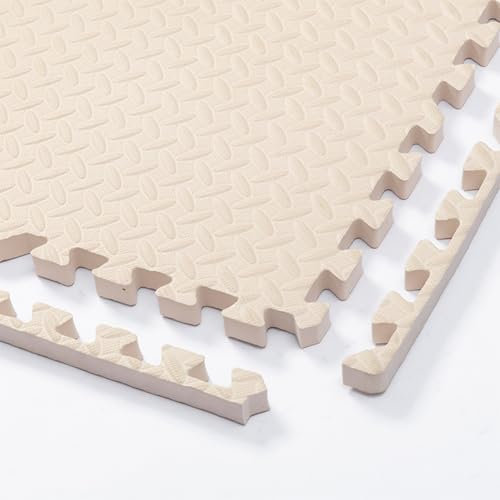 30x30cm Foam Puzzle Play Mat,10 Pack Interlocking Floor Tiles for Home Gym,Bedroom Crawling Mats Non-slip Interlocking Carpet Soft Area Rug (Beige,2.5cm Thick)