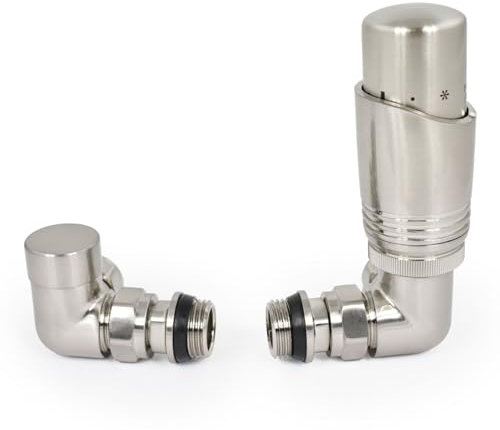 Thermostatic Radiator Valve Corner TRV – Zeta (Satin Nickel)