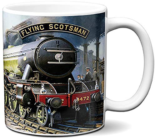 KRAFTYGIFTS Flying Scotsman Mug Steam Train Cup 11oz Ceramic White Personalised Gift KSU05