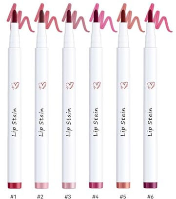 Lip Stain, Lip Tint Pen, Cream Glide Lip Liner, WaterproofMoisturizing Long Lasting Colour Lip Marker, Lightweight Hydrating Matt Lippen Liner Pen With 6 Colors To Choose (6PCS, 1.7ml)