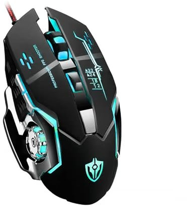 Guiheng Wired Gaming Mouse, Optical USB Mice for Laptop/Desktop, 1200 to 3600 and RGB Light, Ergonomic with 6 Programmable Buttons for Computer Windows 7/8/10/XP Vista Linux Chromebook PC (Black)