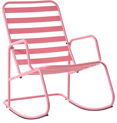 Beliani Chaise à Bascule de Jardin Moderne en Métal Design à Lattes Extérieur en Aluminium Rose Turi
