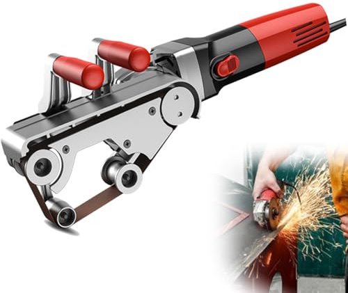 Ponceuse à bande professionnelle 1100 W, 6 vitesses réglables, pour le brunissage et la finition de l'acier inoxydable, 4 rouleaux.