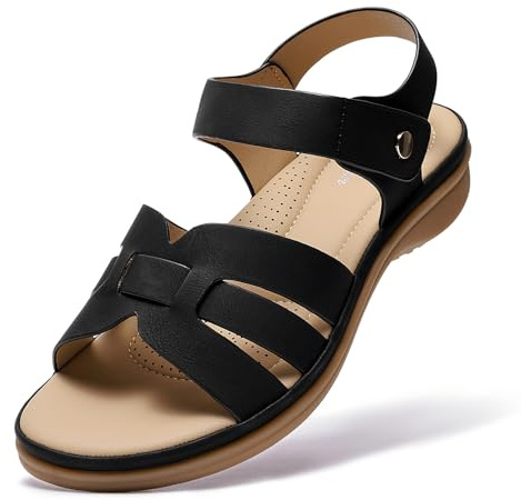 Littleplum Sandales Plats Femme Été Confortable Plate Chaussures(noir,41EU)