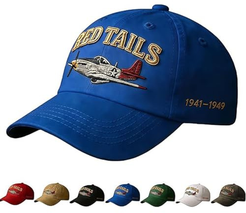 Generisch Tuskegee Airmen Red Tails Heritage Cap, African Fighter Pilots Heritage Baseball Cap, Vintage bestickte Ballkappe verstellbar (E)