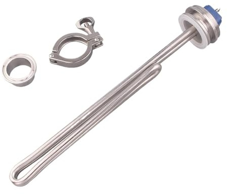 240V 1.5 SUS306 Tri-Clamp Water Heater with SUS Cover, 2.5KW-5.5KW Immersion Heater for Brewing(With Set,4.5kw L280mm)