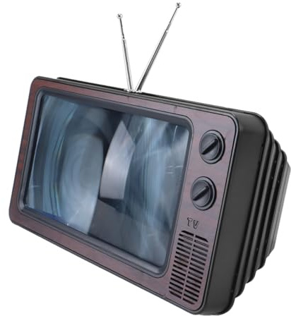 Riven 12 Zoll Retro TV Telefon Bildschirm Verstärker Desktop Stand mit Pull Out Halter Vintage Braun Holz Farbe für Smartphone