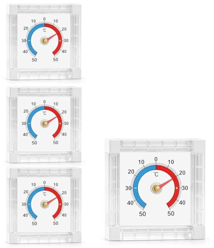 Termómetro Exterior Para Ventanas Y Balcón – Termómetro de Ventana Analógico Exterior con Escala de Colores, Termómetro Exterior Resistente a la Intemperie de Plástico para Interior y Exterior