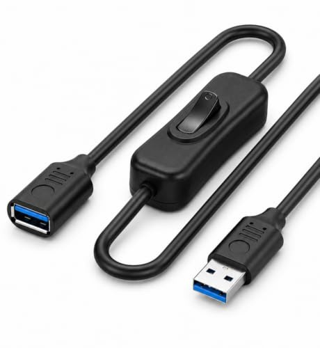 USB Verlängerung Mit Schalter 0,5 m, USB Kabel Mit Schalter On Off, USB C Switch Für PC, Laptop, LED-Leuchten, Tastatur, Maus & Niedrigstromgeräte, Robuste Kupferleitung, Praktisches Plug-and-Play