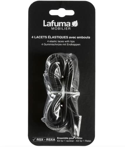 Lafuma Mobilier Gummischnur-Set mit Endkappen für RSX/RSXA, 4 Schnüre, schwarz