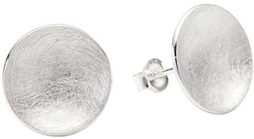 Vinani Damen Ohrstecker 925 Silber - Scheibe gebürstet aus 925 Sterling Silber - Ohrringe für Frauen OSDA