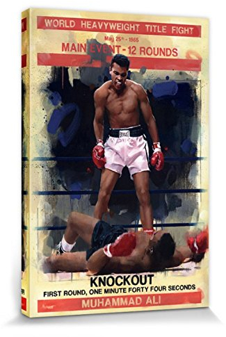 MUHAMMAD ALI 1art1 Poster Knockout, James Paterson Bilder Leinwand-Bild Auf Keilrahmen | XXL-Wandbild Poster Kunstdruck Als Leinwandbild 120x80 cm