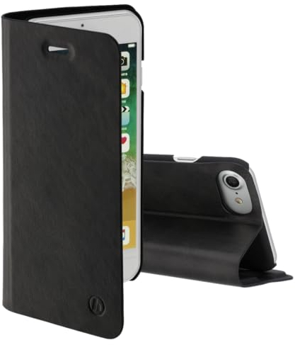 Hama Handytasche für iPhone SE 2022, iPhone SE 2020, iPhone 7/8 „Guard Pro“ (Schutzhülle mit Kartenfach, klappbare Hülle mit Magnetverschluss und Standfunktion) schwarz