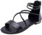 amropi Donna Incrociato Estate Open Toe Caviglia Cinghia Piatto Sandali (Nero,42 EU)