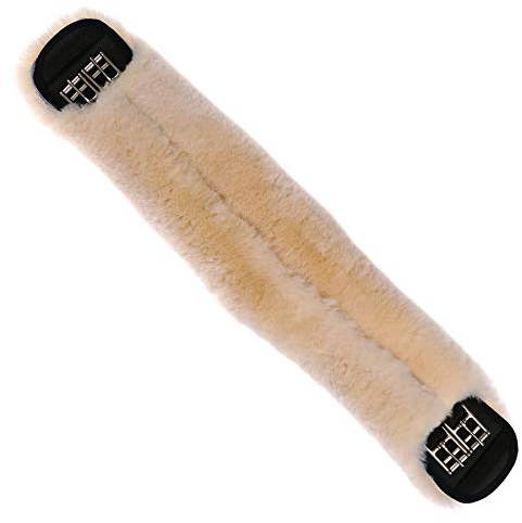 Merauno® Echt Lammfell Gurtschoner Bauchgurtschoner für Westerngurt Dressurgurt Rundum echtes Fell für Ihren Sattelgurt echte Lammwolle (Natur, 70 * 12cm(L*B))