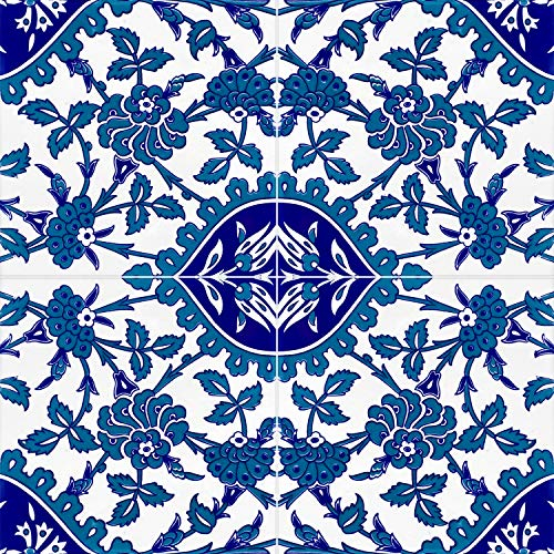 Piastrelle cucina e bagno decorate in ceramica Cerames Erol 20x20 cm | Rivestimenti Iznik colorati, 1 confezione - 0,48m2 (12 pezzi), mattonelle decorative ideale per cucina o bagno, rustico